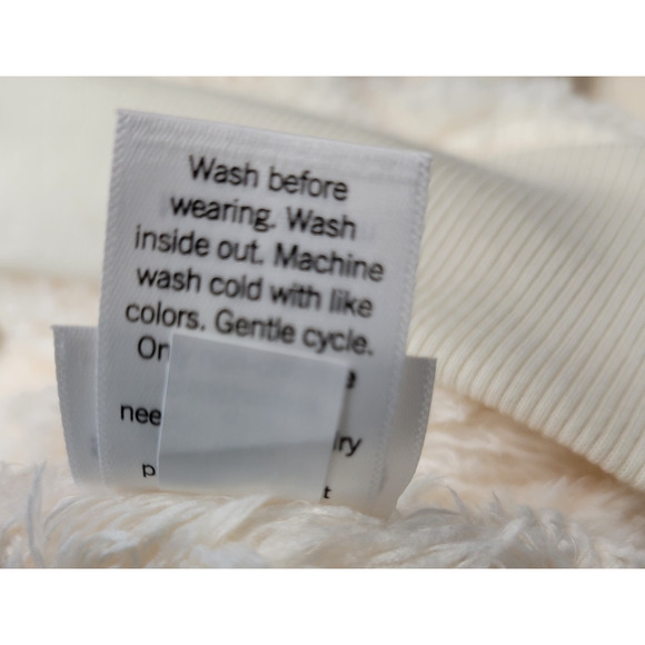 New Sonoma Sherpa Cozy Soft Sweater Womens XXL Faux Fur Fleece Zip Ivory - Picture 11 of 13